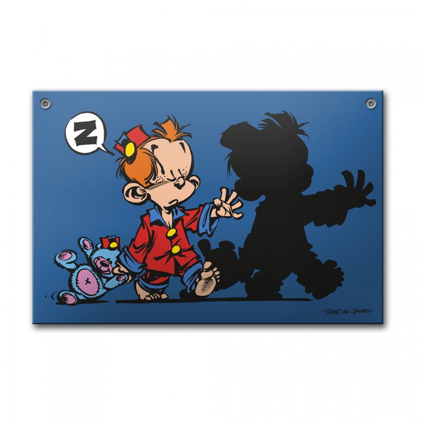 Plaque humoristique émaillée bombée de 6x10cm : CHIEN DE
