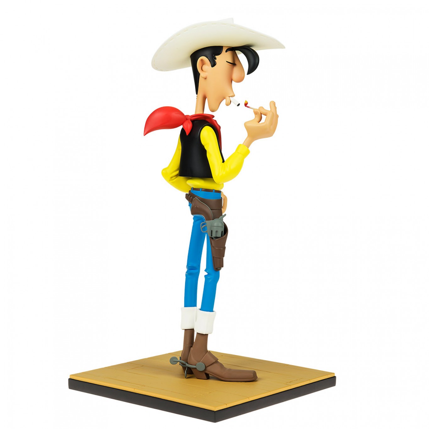 Lot Lucky Luke - 3 Figurines Résine Et Plastique (13cm, 16cm + Décor) - Neuf