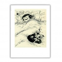 Estampe Franquin, Étude de couverture &quot;Gaston, le chat et la sieste&quot;