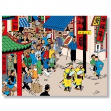 Tintin Poster - The Blue Lotus - Dupondt in Chinese