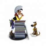 Figurine Collectoys Lucky Luke et Rantanplan pile d'albums
