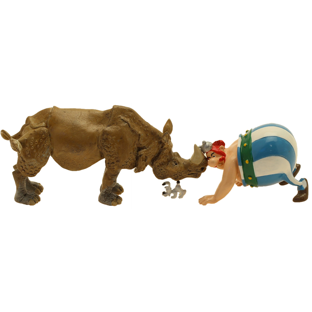 Figurine Pixi Obélix nez à nez avec le rhinocéros - principal