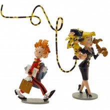 Figurine Pixi Spirou, Spip, le Marsupilami et l'hôtesse de l'air