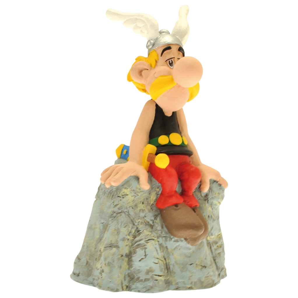 Tirelire Astérix assis sur un rocher