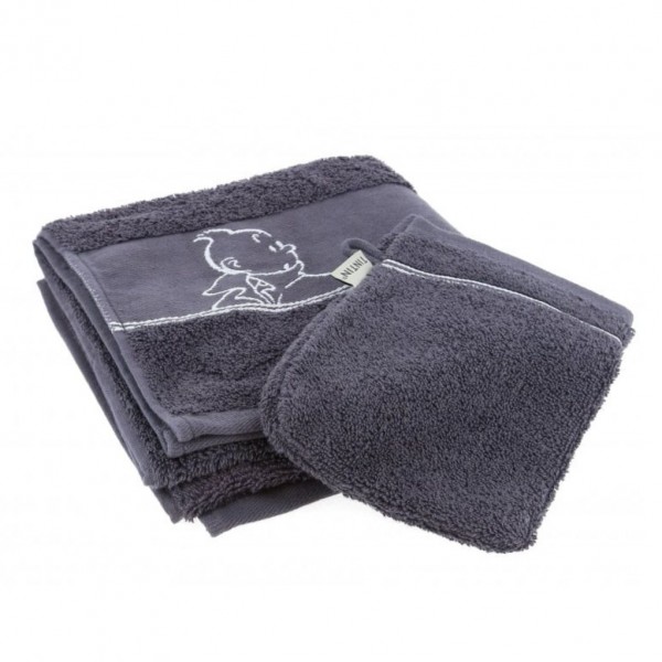 Tintin - Towel and washcloth grey - 100% cotton