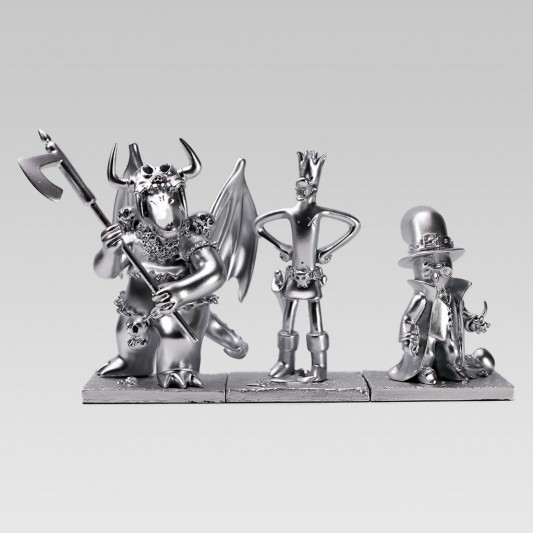 Figurines, Coffret Donjon, 3 personnages par Trondheim et Sfar, monochrome ARGENT - principal