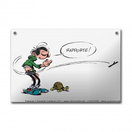 PLAQUE EMAILLEE GASTON DRESSEUR DE TORTUE