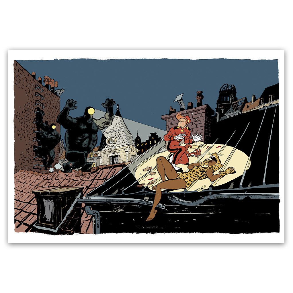 Tirage d'art Spirou - La Femme Léopard Pages de Garde signé par Schwartz - principal