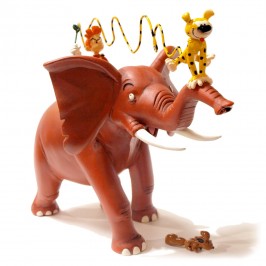 Figurine - Spirou et le Marsupilami sur l'éléphant avec Spip courant