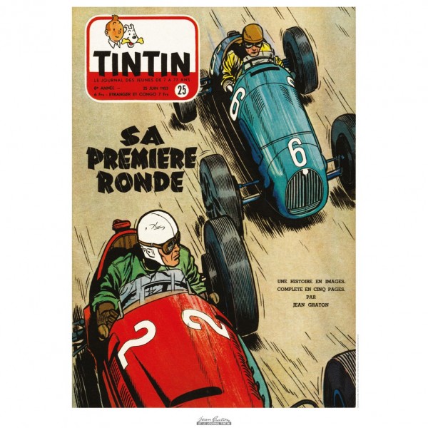 Affiche Jean Graton & Journal Tintin 1953 - N°25