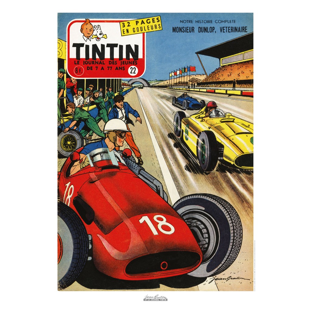 Affiche Jean Graton & Journal Tintin 1957 - N°22 - principal