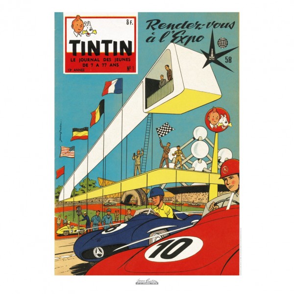 Affiche Jean Graton & Journal Tintin 1958 - n°01