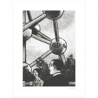 Sérigraphie Jeu de regards sous l'Atomium (signée par Gotting)