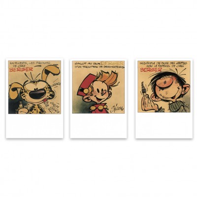 Set de 3 affiches d'art - Spirou, Marsupilami et Gaston Lagaffe - principal