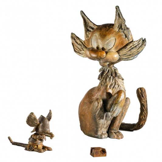 Le chat dingue et Cheese en armure - Gaston Lagaffe - Bronze - principal