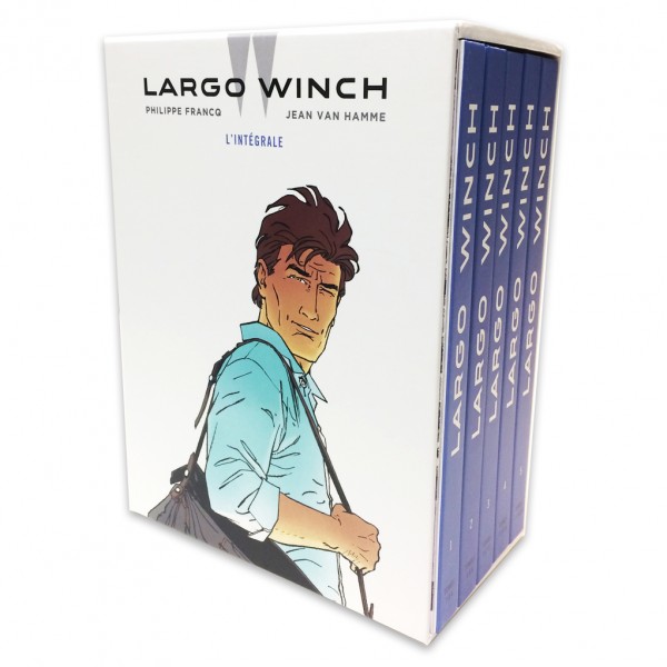 Box set Largo Winch (Francq and Van Hamme) with a poster