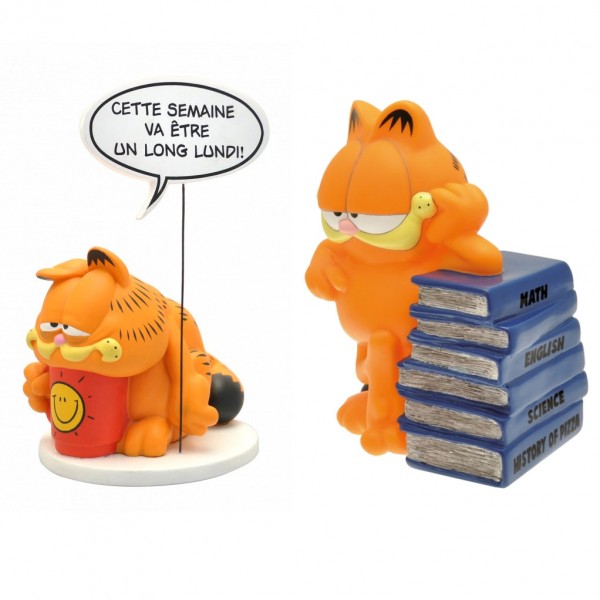 Figurine Pack Garfield Coin bank and Stack of books