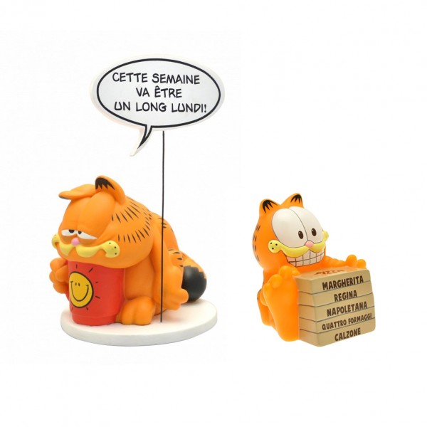 Pack Garfield Figurine et mini-tirelire boîtes à pizza