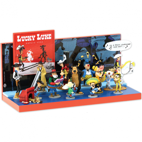 Lot de 13 figurines Lucky Luke Pixi Origine et Présentoir