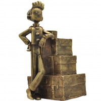 Figurine en Bronze Spirou - Spirou et la pile de bagages