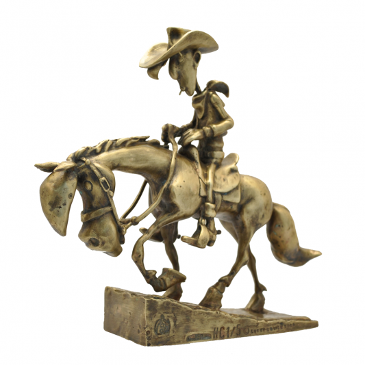 Figurine en bronze Lucky Luke et Jolly Jumper gravissant la colline - principal