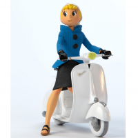 Figurine Seccotine sur son scooter