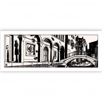 Sérigraphie Corto Maltese &quot;Venise nuit&quot;  100 x 40 cm