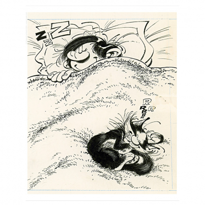 Estampe pigmentaire Gaston “Le repos du gaffeur” par Franquin