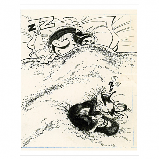 Estampe pigmentaire Gaston “Le repos du gaffeur” par Franquin - principal