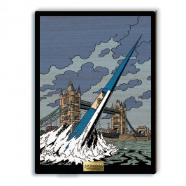 Tableau en bois Blake et Mortimer, L'Espadon surgit de la Tamise devant Tower Bridge