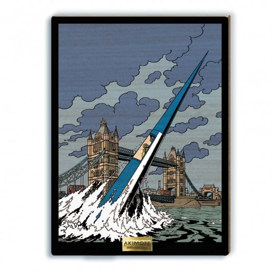 Tableau en bois Blake et Mortimer, L'Espadon surgit de la Tamise devant Tower Bridge - principal