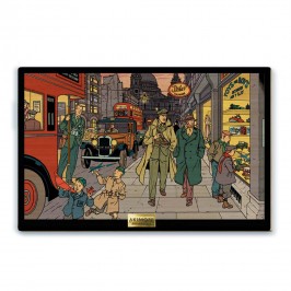 Tableau en bois Blake & Mortimer, Une rue animée de Londres