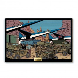 Tableau en bois Blake et Mortimer, Evacuation des Espadons de la base