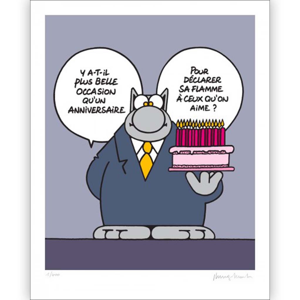 Serigraphie Le Chat Anniversaire Serigraphies Chez Le Chat De Geluck A L Achat Sur 9ᵉ Store