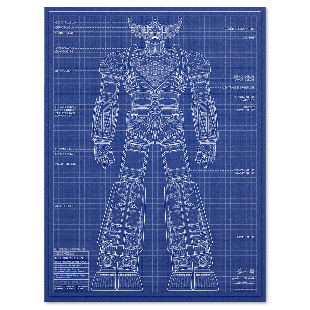 Sérigraphie Goldorak – Plan structurel (n°2) - principal