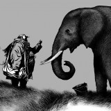Digigraphie Blast de Manu Larcenet, rencontre avec un éléphant