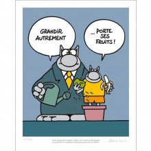 Silk screen print Le Chat de Geluck, growing differently