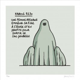 Sérigraphie Le chat de Geluck, Kaboul 8H30