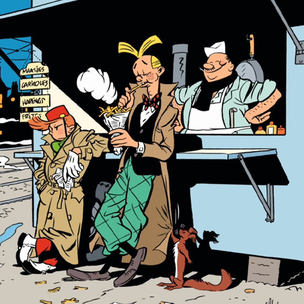 Affiche Brusel Spirou et Fantasio par Schwartz, ils se sont frités - principal