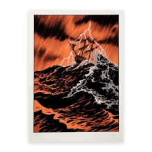 Silk screen print  Riff Reb's, the tempest, orange