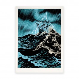 Sérigraphie Riff Reb's, Tempête, bleue