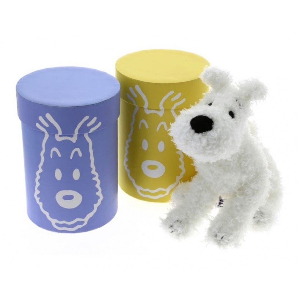 Peluche Milou 20 cm avec boîte (jaune ou bleue) - principal