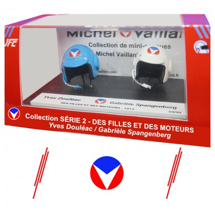 Duo de mini casques Michel Vaillant - Yves Douleac et Gabriele Spangenberg - Des filles et des moteurs