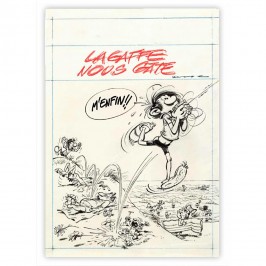 Estampe pigmentaire, étude de couverture Lagaffe nous gâte par Franquin