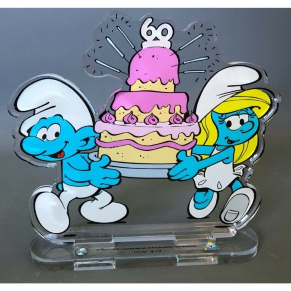 Exclusive decorative plate made in acrylic, the 60th anniversary of the Smurfs