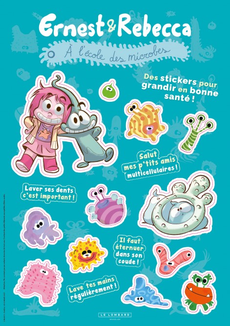 Planche de stickers Ernest & Rebecca - L'école des microbes - principal