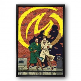 Tableau Blake et Mortimer - La marque jaune - 35 x 50 cm - Caisse américaine noire