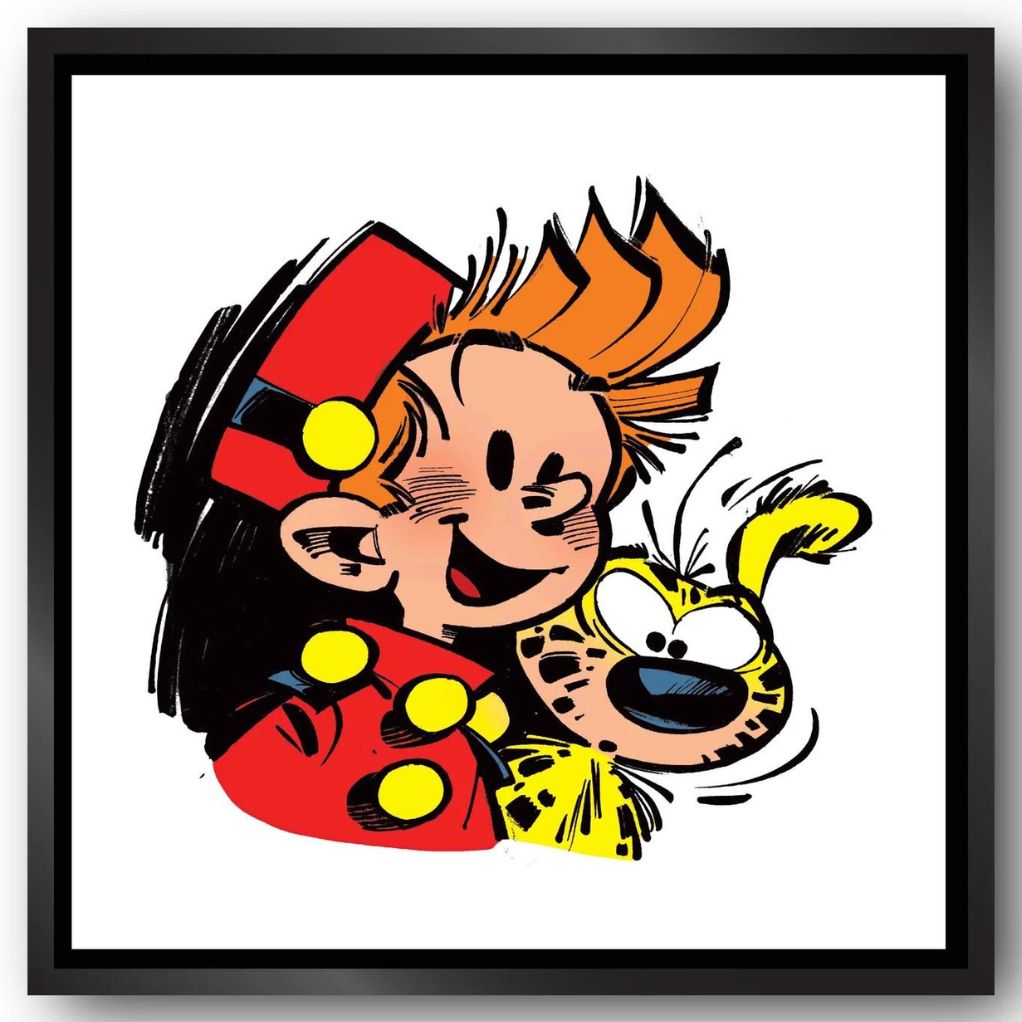 Tableau Spirou - Spirou et le Marsupilami - 100 x 100 cm - Caisse américaine noire - principal