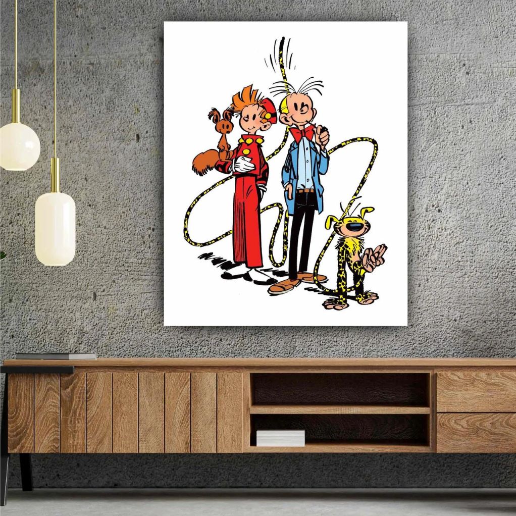 Tableau Spirou et Fantasio - Spirou, Fantasio, Spip et le Marsupilami - 75 x 100 cm - principal