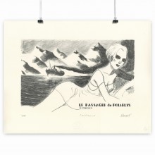 Lithographie Christian Cailleaux, Le passager du Polarlys